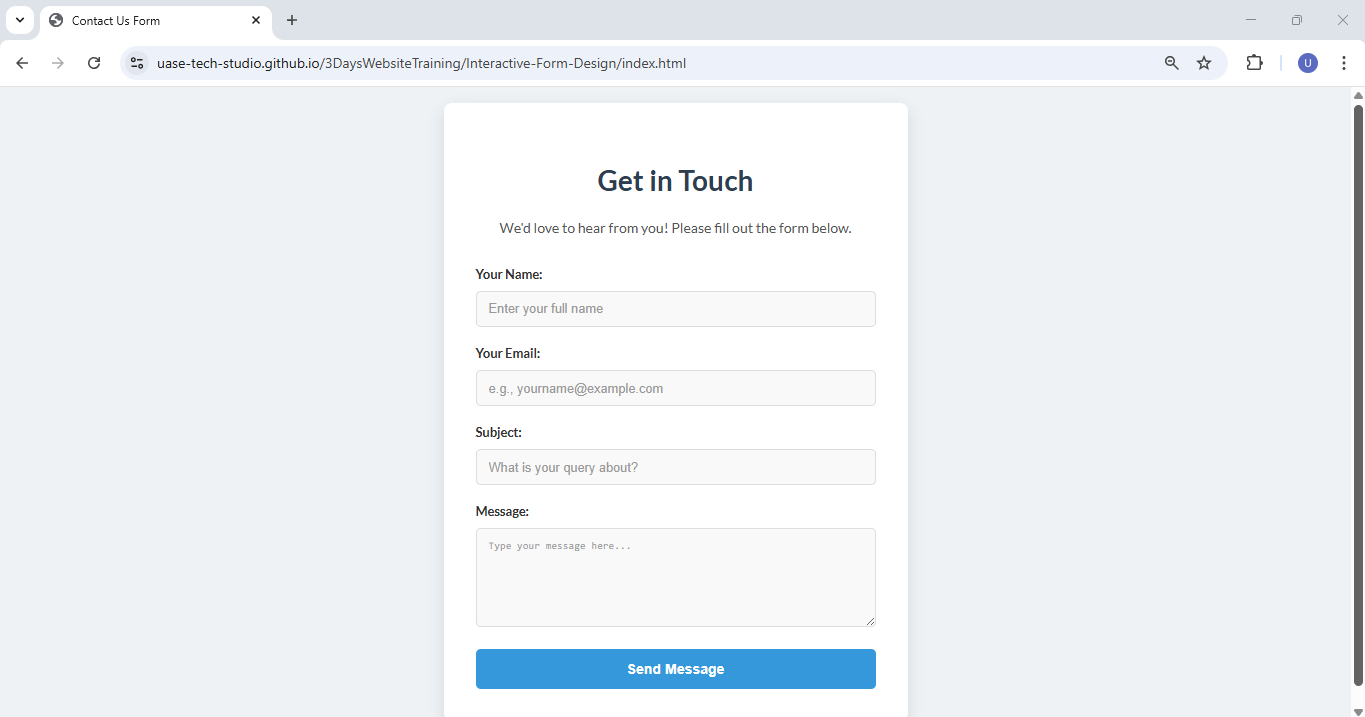 Project 4 Screenshot: Interactive Form Design